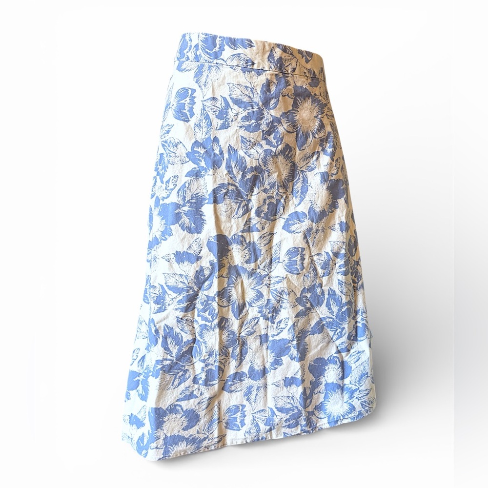 100% cotton Banana Republic Nantucket coastal Blue and White A-Line Midi Skirt